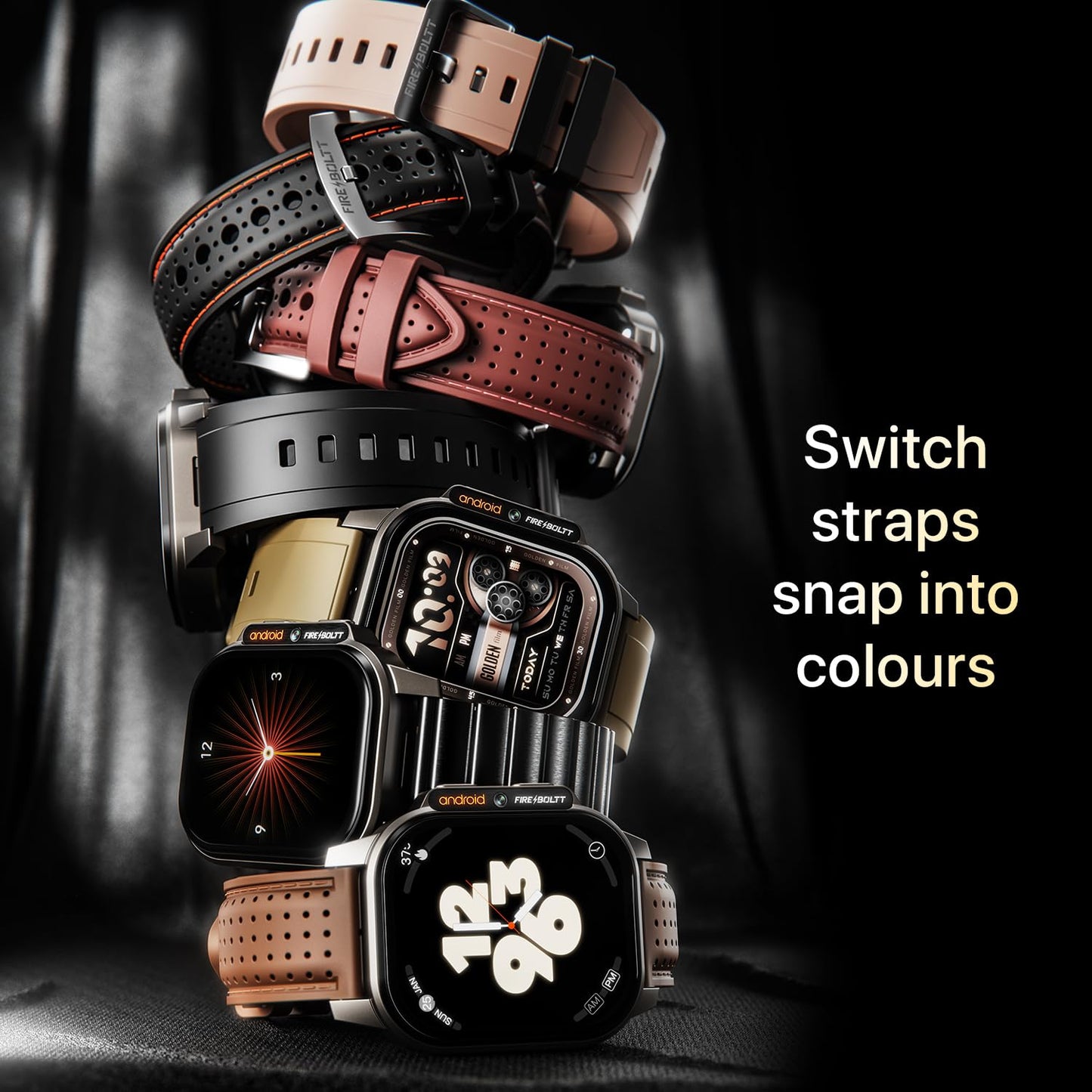 Fire-Boltt Snapp Smart Watch, Selfie Camera, 4G Nano-SIM Slot, 54.1mm AMOLED Display, Play Store- Unlimited apps, 1000mAh Battery, 2GB/4GB RAM + 16GB/64GB ROM (Archaic Black)