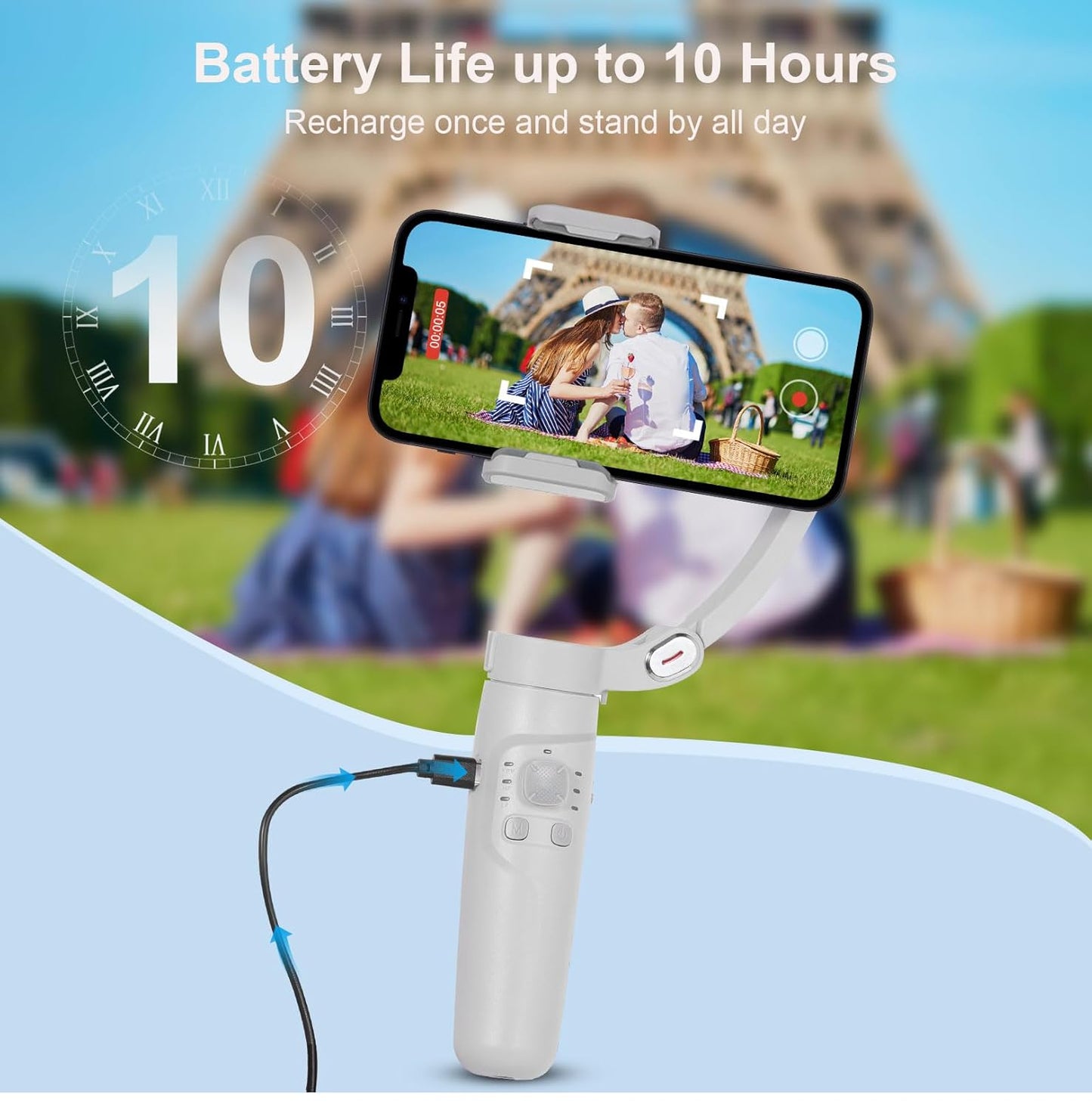 M1 Foldable 3-Axis Gimbal Stabilizer | Advanced Gyroscope | Shake-Free Footage | Object Tracking | Panoramic, Time-Lapse & Slow-Motion | 2500mAh Battery | Ideal for Vlogging & Travel
