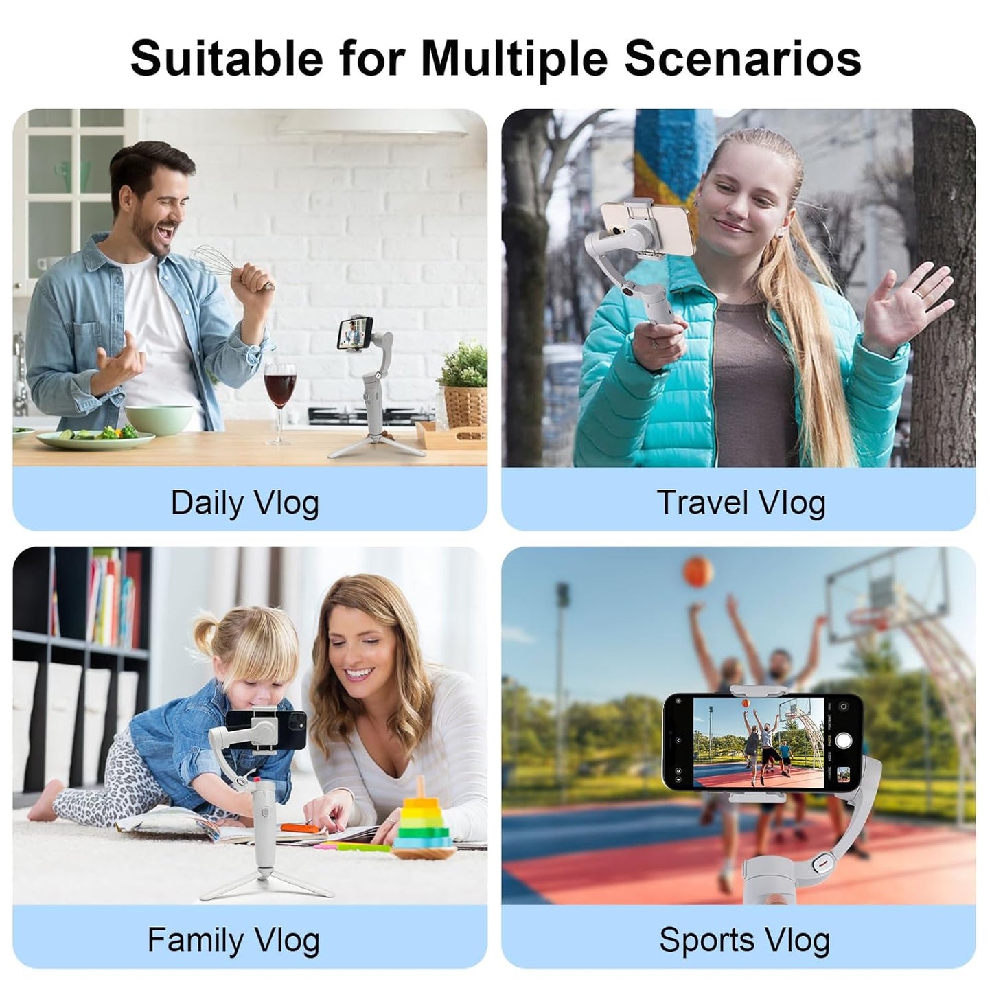 M1 Foldable 3-Axis Gimbal Stabilizer | Advanced Gyroscope | Shake-Free Footage | Object Tracking | Panoramic, Time-Lapse & Slow-Motion | 2500mAh Battery | Ideal for Vlogging & Travel