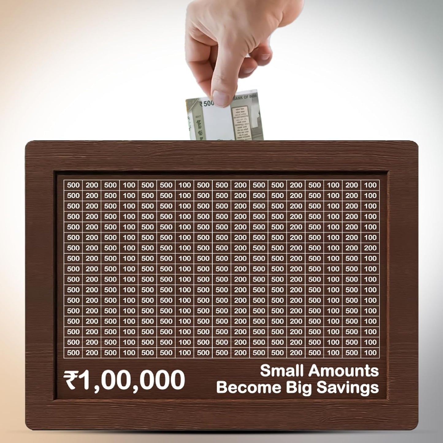 Wooden Money Bank, Coin Piggy Bank with Carved Design, Savings Challenge Box, 100000 Money Saver, Coin Box, Money Saving Box for Adult, Money Save Box for Kids