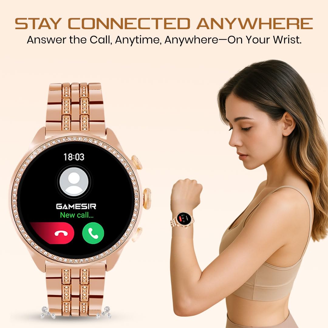 GEN 9 Smartwatch for Women with Metal Strap & HD Display, Bluetooth Calling, 100+ Watch Faces, Health Tracker, Sports Modes & IP67 Waterproof(Rose Gold)