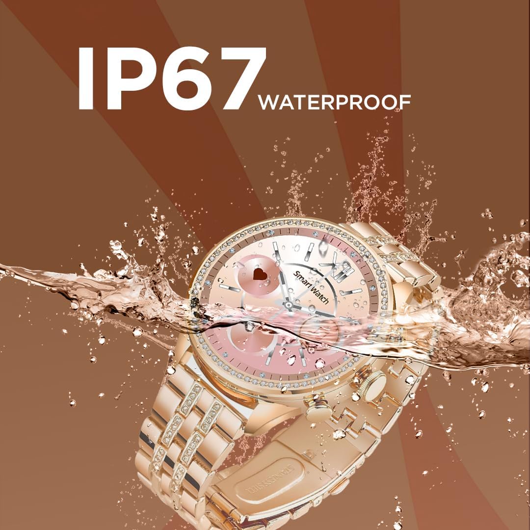 GEN 9 Smartwatch for Women with Metal Strap & HD Display, Bluetooth Calling, 100+ Watch Faces, Health Tracker, Sports Modes & IP67 Waterproof(Rose Gold)