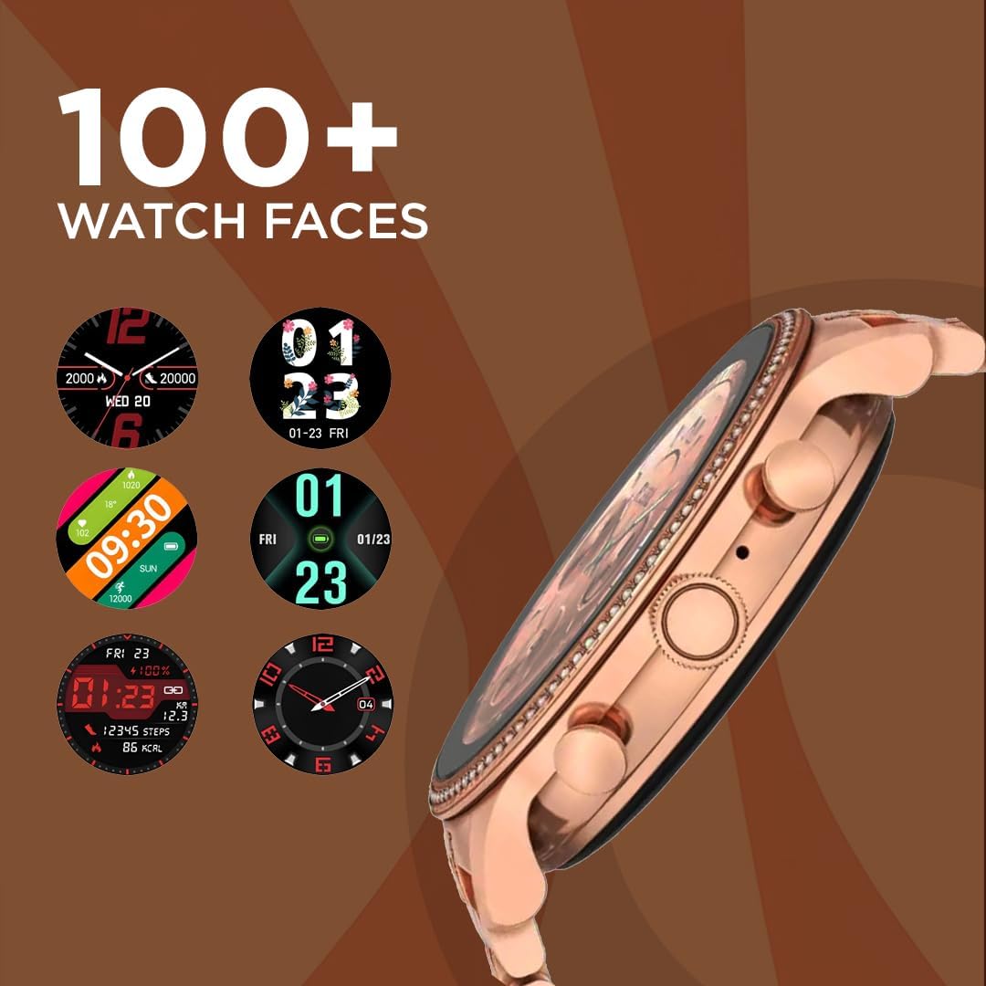 GEN 9 Smartwatch for Women with Metal Strap & HD Display, Bluetooth Calling, 100+ Watch Faces, Health Tracker, Sports Modes & IP67 Waterproof(Rose Gold)