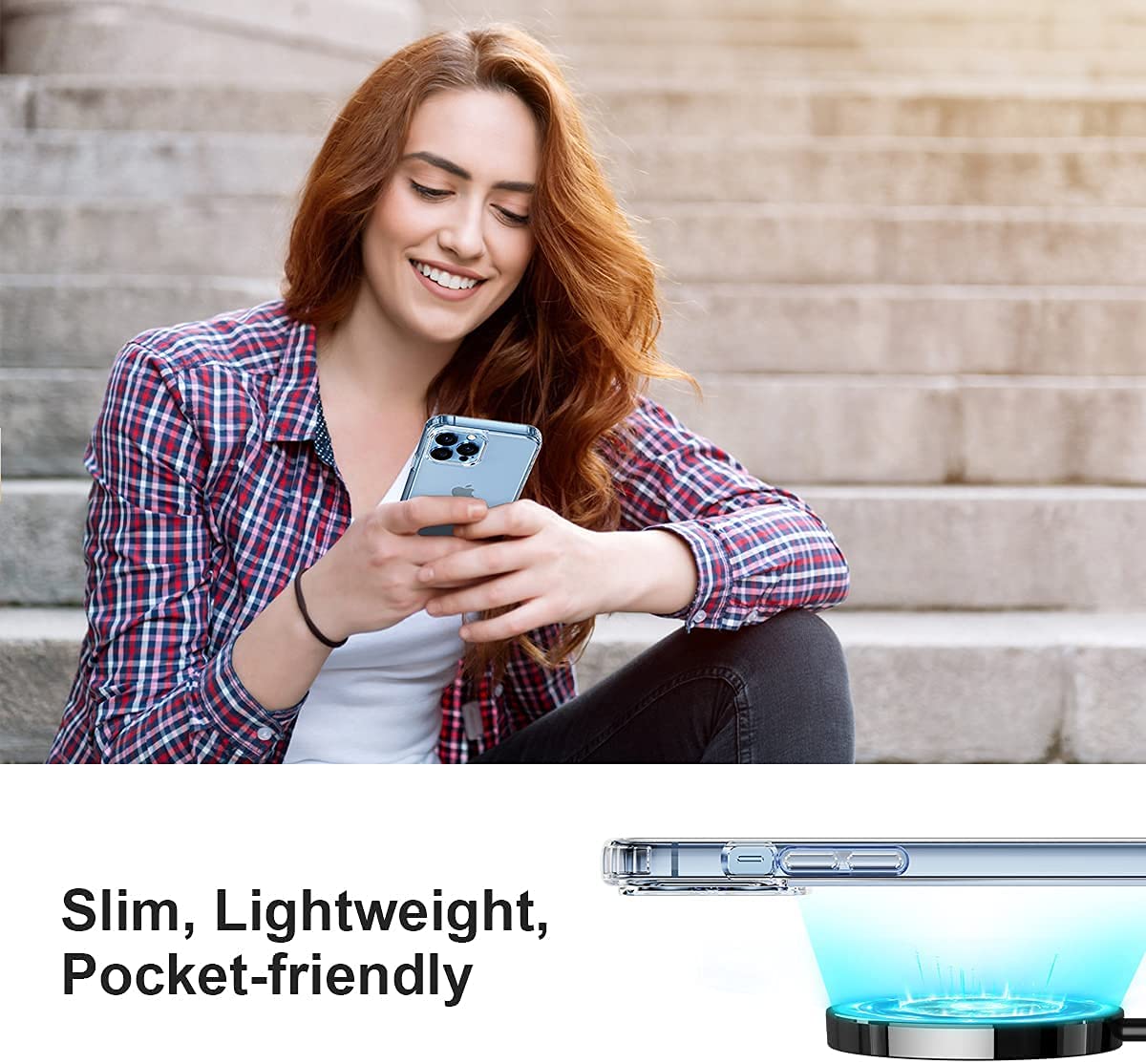 Amozo Ultra Hybrid Camera and Drop Protection Back Cover Case for iPhone 13 Pro (TPU + Polycarbonate | Crystal Transparent)