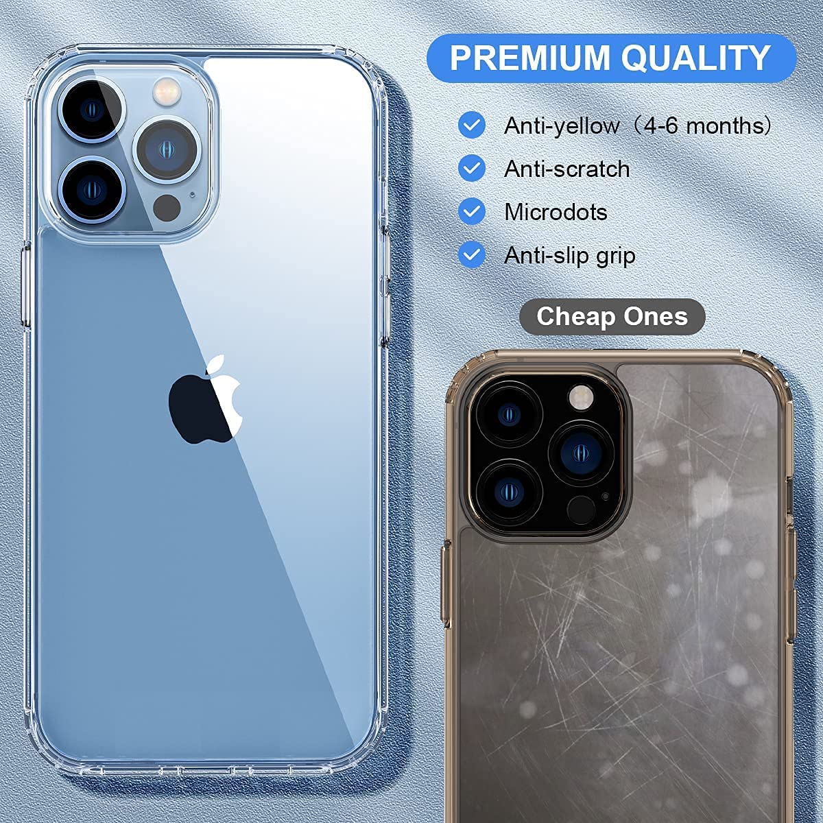 Amozo Ultra Hybrid Camera and Drop Protection Back Cover Case for iPhone 13 Pro (TPU + Polycarbonate | Crystal Transparent)