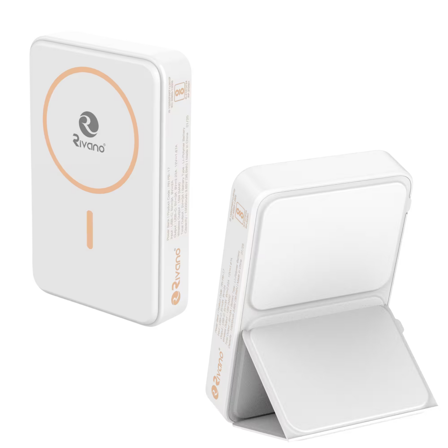 Rivano 10000mAh 22.5W Wired & Wireless With MagSafe Compact Pocket Size Power Bank WITH BRACKET