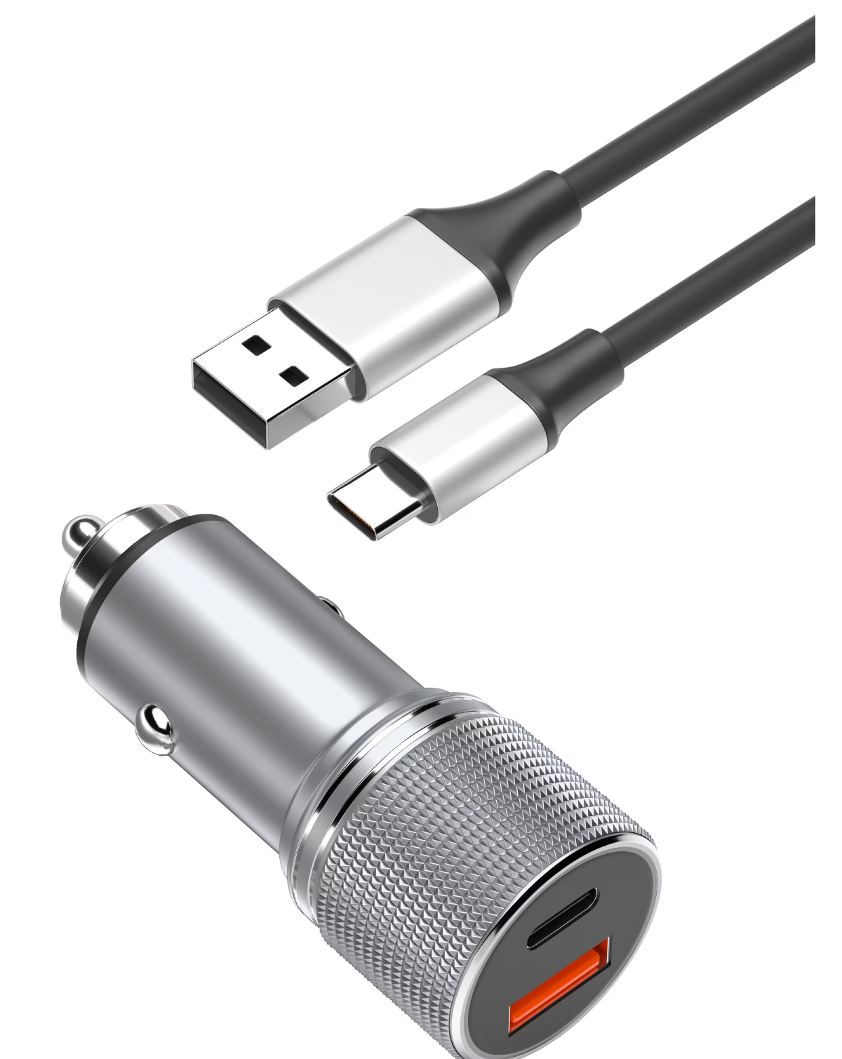 RN CR-08 38W PD + USB Car Charger | Fast Charging for All Protocols | Durable & Tough | Detachable Cable Included