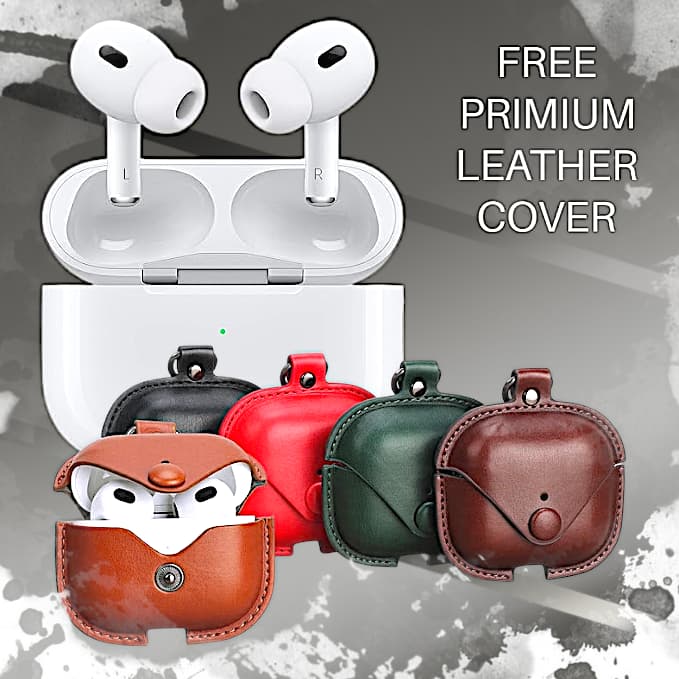 AIRPOD PRO (2nd GEN) ANC [Iphone & Android] (FREE  Leather cover🤩) (100%Replacement policy ✅ )