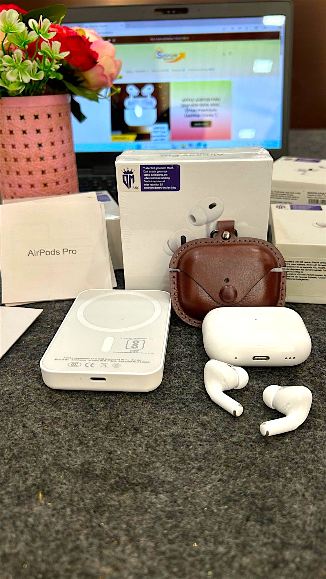 AIRPOD PRO (2nd GEN) ANC [Iphone & Android] (FREE  Leather cover🤩) (100%Replacement policy ✅ )